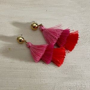 Never worn! Bauble bar pink and red fringe drop earrings